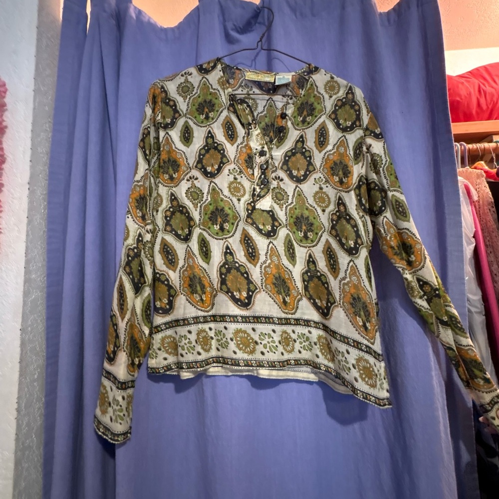 Vintage Free People Multicolor Paisley Blouse